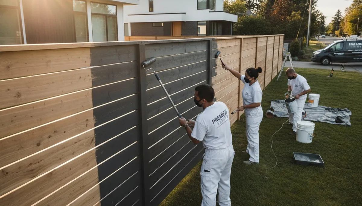 Professional fence painting in Saint Charles, MO by expert house painters using durable weatherproof finishes