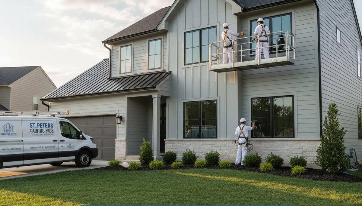 Professional house painters working on a home exterior in Saint Charles, MO