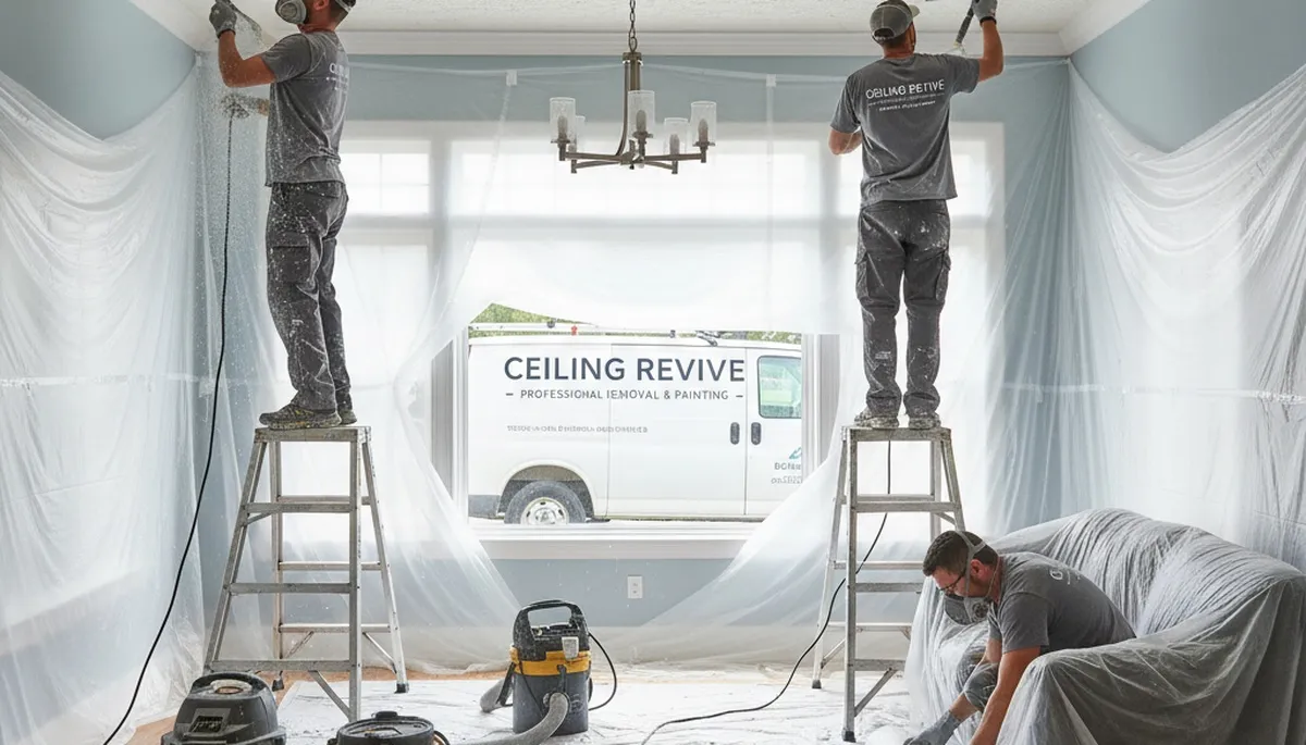 Professional popcorn ceiling removal in Saint Charles MO by expert house painters for smooth finishes